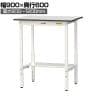 山金工業 軽量作業台 高さ調整 半面棚付き RoHS2指令対応塩ビシート天板 ワークテーブル 150シリーズ 幅900×奥行600×高さ900～1200mm SURAH-960T-GYW