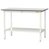 山金工業 軽量作業台 高さ調整 全面棚付き RoHS2指令対応塩ビシート天板 ワークテーブル 150シリーズ 幅1500×奥行750×高さ900～1200mm SURAH-1575TT-GYW-19