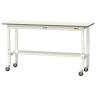 山金工業 軽量作業台 高さ調整 移動式 半面棚付き 低圧メラミン天板 ワークテーブル 150シリーズ 幅1500×奥行450×高さ685～985mm SUPAC-1545T-WW-19