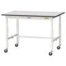 山金工業 軽量作業台 高さ調整 移動式 キャスター付き RoHS2対応塩ビシート天板 ワークテーブル 150シリーズ 幅1200×奥行750×高さ688～988mm SURAC-1275-GYW-19