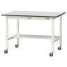 山金工業 軽量作業台 高さ調整 移動式 半面棚付き RoHS2指令対応塩ビシート天板 ワークテーブル 150シリーズ 幅1200×奥行750×高さ688～988mm SURAC-1275T-GYW-19
