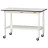 山金工業 軽量作業台 高さ調整 移動式 全面棚付き RoHS2対応塩ビシート天板 ワークテーブル 150シリーズ 幅1200×奥行600×高さ688～988mm SURAC-1260TT-GYW-19