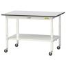 山金工業 軽量作業台 高さ調整 移動式 全面棚付き RoHS2対応塩ビシート天板 ワークテーブル 150シリーズ 幅1200×奥行750×高さ688～988mm SURAC-1275TT-GYW-19