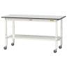 山金工業 軽量作業台 高さ調整 移動式 全面棚付き RoHS2対応塩ビシート天板 ワークテーブル 150シリーズ 幅1500×奥行600×高さ688～988mm SURAC-1560TT-GYW-19