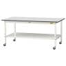 山金工業 軽量作業台 高さ調整 移動式 全面棚付き RoHS2対応塩ビシート天板 ワークテーブル 150シリーズ 幅1800×奥行900×高さ688～988mm SURAC-1890TT-GYW-19