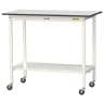 山金工業 軽量作業台 キャスター付き 全面棚付き RoHS2指令対応塩ビシート天板 ワークテーブル 150シリーズ 幅1200×奥行600×高さ1038mm SURHC-1260TT-GYW-19