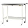 山金工業 軽量作業台 キャスター付き 全面棚付き RoHS2指令対応塩ビシート天板 ワークテーブル 150シリーズ 幅1200×奥行750×高さ1038mm SURHC-1275TT-GYW-19