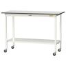 山金工業 軽量作業台 キャスター付き 全面棚付き RoHS2指令対応塩ビシート天板 ワークテーブル 150シリーズ 幅1500×奥行600×高さ1038mm SURHC-1560TT-GYW-19