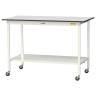 山金工業 軽量作業台 キャスター付き 全面棚付き RoHS2指令対応塩ビシート天板 ワークテーブル 150シリーズ 幅1500×奥行750×高さ1038mm SURHC-1575TT-GYW-19