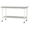山金工業 軽量作業台 キャスター付き 全面棚付き RoHS2指令対応塩ビシート天板 ワークテーブル 150シリーズ 幅1800×奥行750×高さ1038mm SURHC-1875TT-GYW-19
