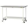 山金工業 軽量作業台 ワンタッチ移動式 全面棚付き RoHS2指令対応塩ビシート天板 ワークテーブル 150シリーズ 幅1500×奥行750×高さ950mm SURUH-1575TT-GYW-19