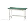 山金工業 軽量作業台 導電性ゴムマット貼り 高さ調整 半面棚付き 耐荷重150kg ワークテーブル 150シリーズ 幅1200×奥行600×高さ600～900mm SUPEA-1260T-WW-19