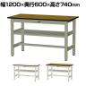 山金工業 中量作業台 中間棚付き 耐荷重500kg メラミン天板 ワークテーブル500シリーズ 幅1200×奥行600×高さ740mm SJM-1260S2