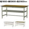 山金工業 中量作業台 中間棚付き 耐荷重500kg メラミン天板 ワークテーブル500シリーズ 幅1800×奥行900×高さ900mm SJMH-1890S2