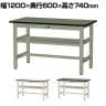 山金工業 中量作業台 中間棚付き 耐荷重500kg 塩ビシート天板 ワークテーブル500シリーズ 幅1200×奥行600×高さ740mm SJR-1260S2