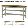 山金工業 中量作業台 中間棚付き 半面棚付き 耐荷重500kg メラミン天板 ワークテーブル500シリーズ 幅1500×奥行600×高さ740mm SJM-1560TS1