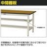 山金工業 中量作業台 中間棚付き 半面棚付き 耐荷重500kg メラミン天板 ワークテーブル500シリーズ 幅1500×奥行900×高さ740mm SJM-1590TS1-3