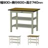 山金工業 中量作業台 中間棚付き 全面棚付き 耐荷重500kg メラミン天板 ワークテーブル500シリーズ 幅900×奥行600×高さ740mm SJM-960TTS2