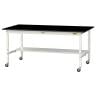 山金工業 実験用 作業台 高さ調整 キャスター付き 半面棚付き 高耐薬品性天板 黒 ワークテーブル LABシリーズ SLKAC-1890T-BKW 幅1800×奥行900×高さ685～985mm-19