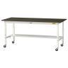 山金工業 実験用 作業台 高さ調整 キャスター付き 半面棚付き 指紋レスメラミン天板 ワークテーブル LABシリーズ SLMAC-1875T-BRW 幅1800×奥行750×高さ685～985mm-19