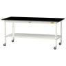 山金工業 実験用 作業台 高さ調整 キャスター付き 全面棚付き 高耐薬品性天板 黒 ワークテーブル LABシリーズ SLKAC-1875TT-BKW 幅1800×奥行750×高さ685～985mm-19