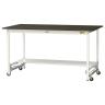 山金工業 実験用 作業台 ワンタッチ移動式 半面棚付き 指紋レスメラミン天板 ワークテーブル LABシリーズ 実験台 SLMUH-1890T-BRW 幅1800×奥行900×高さ950mm-19