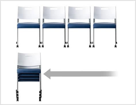 使わないときはパッと重ねて空間広々