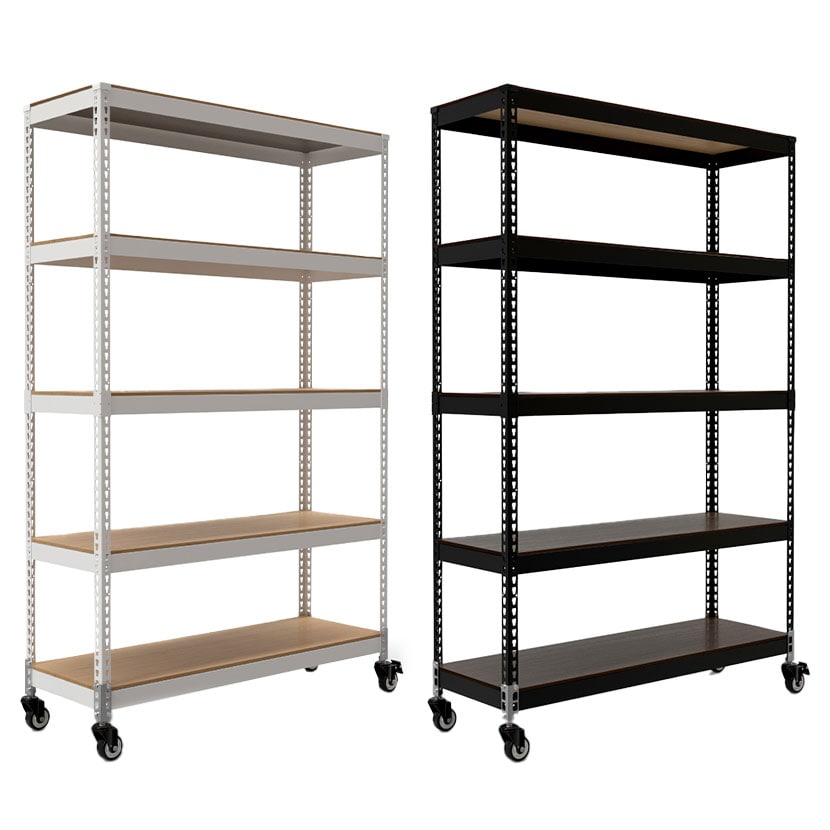 送料無料】 メタル&ウッドラック キャスタータイプ シェルフ5段 耐荷重