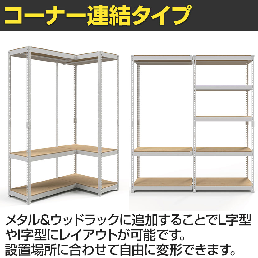 送料無料】 【追加/増設用】メタル&ウッドラック コーナー連結タイプ