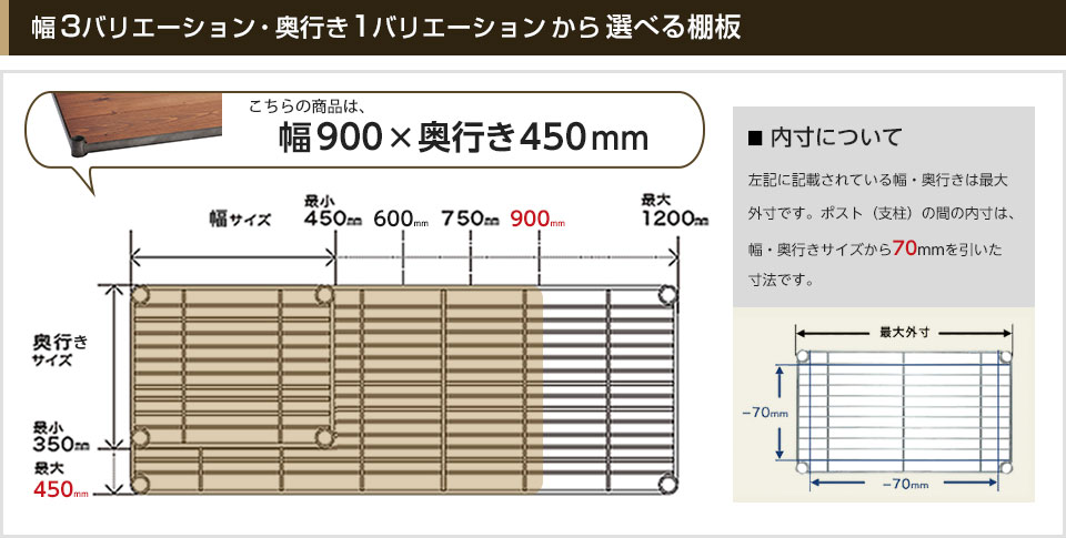 空間に合わせて棚板の幅と奥行きをチョイス!思い通りのラックに
