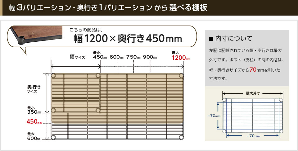 空間に合わせて棚板の幅と奥行きをチョイス!思い通りのラックに