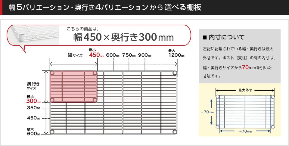 空間に合わせて棚板の幅と奥行きをチョイス!思い通りのラックに