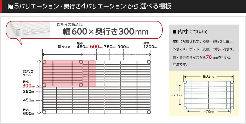 空間に合わせて棚板の幅と奥行きをチョイス!思い通りのラックに