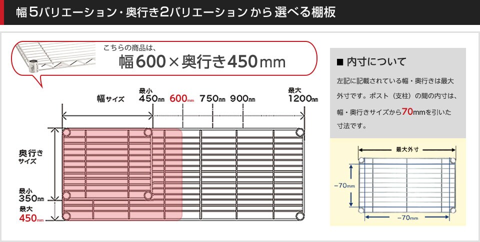 空間に合わせて棚板の幅と奥行きをチョイス!思い通りのラックに