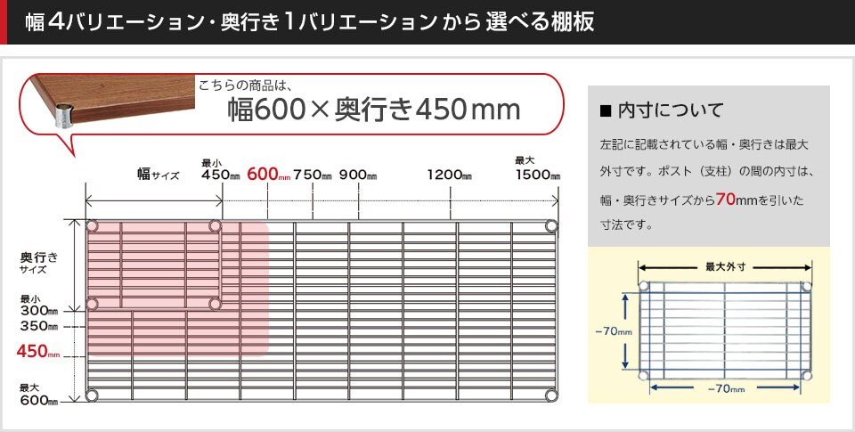 空間に合わせて棚板の幅と奥行きをチョイス!思い通りのラックに