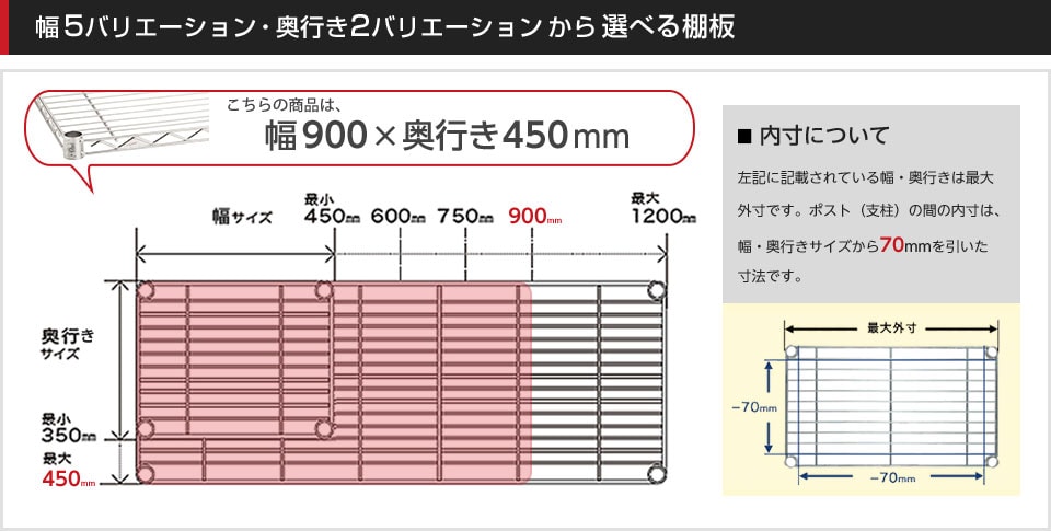 空間に合わせて棚板の幅と奥行きをチョイス!思い通りのラックに
