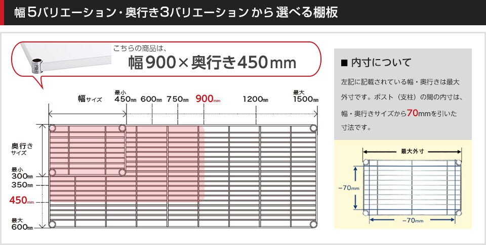 空間に合わせて棚板の幅と奥行きをチョイス!思い通りのラックに
