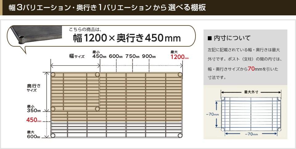空間に合わせて棚板の幅と奥行きをチョイス!思い通りのラックに