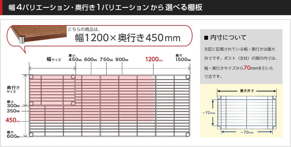 空間に合わせて棚板の幅と奥行きをチョイス!思い通りのラックに