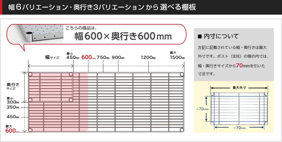 空間に合わせて棚板の幅と奥行きをチョイス!思い通りのラックに
