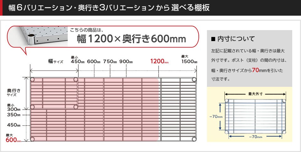 空間に合わせて棚板の幅と奥行きをチョイス!思い通りのラックに