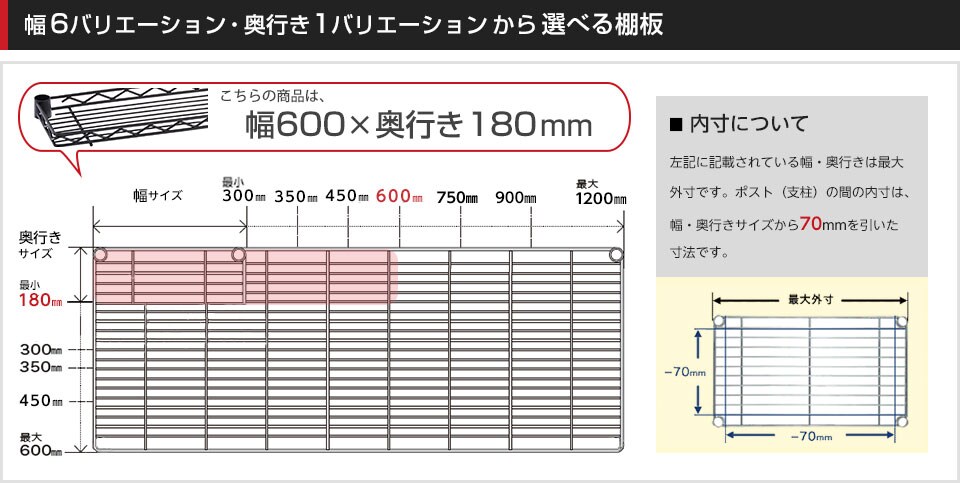 空間に合わせて棚板の幅と奥行きをチョイス!思い通りのラックに