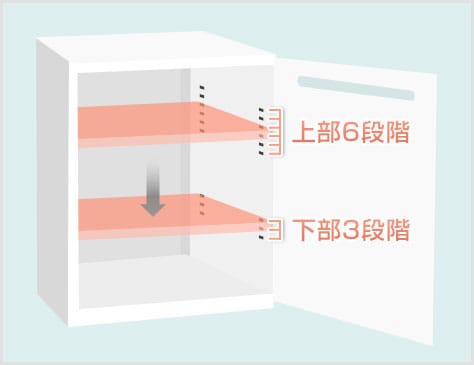 スペースを自由に活用できる可動棚