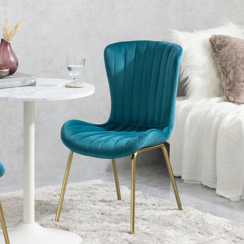 送料無料】 チェア ベロア風 コールド脚 おしゃれ コンパクト 肘