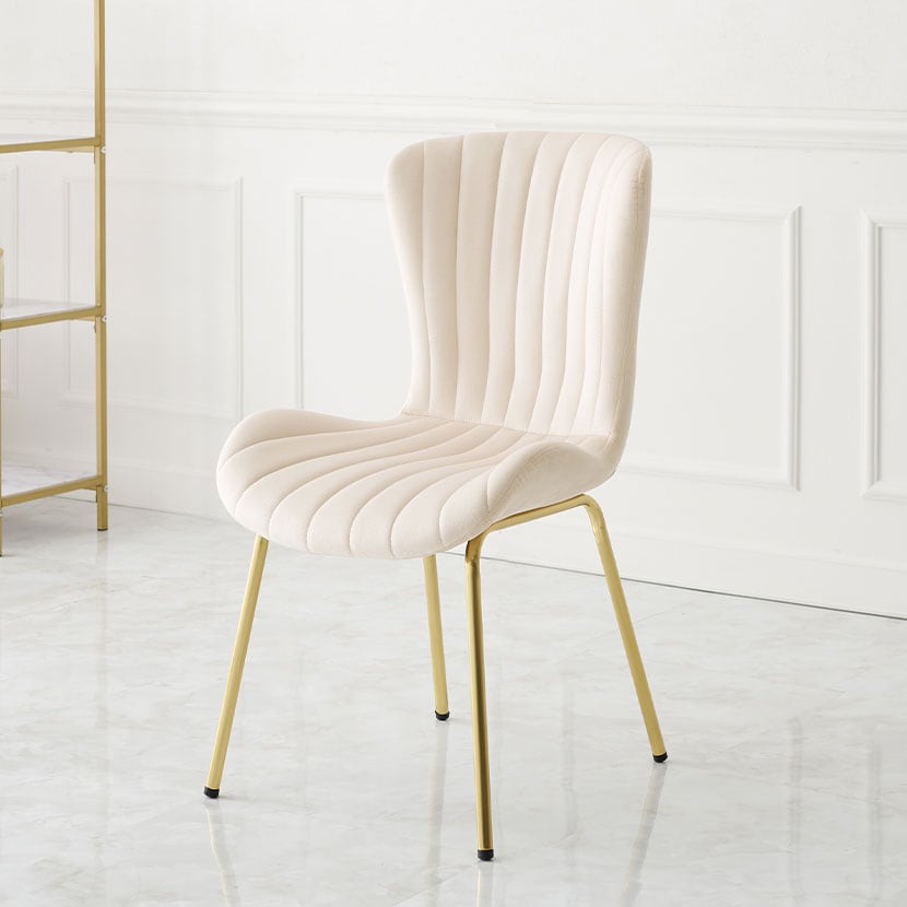 送料無料】 チェア ベロア風 コールド脚 おしゃれ コンパクト 肘なし