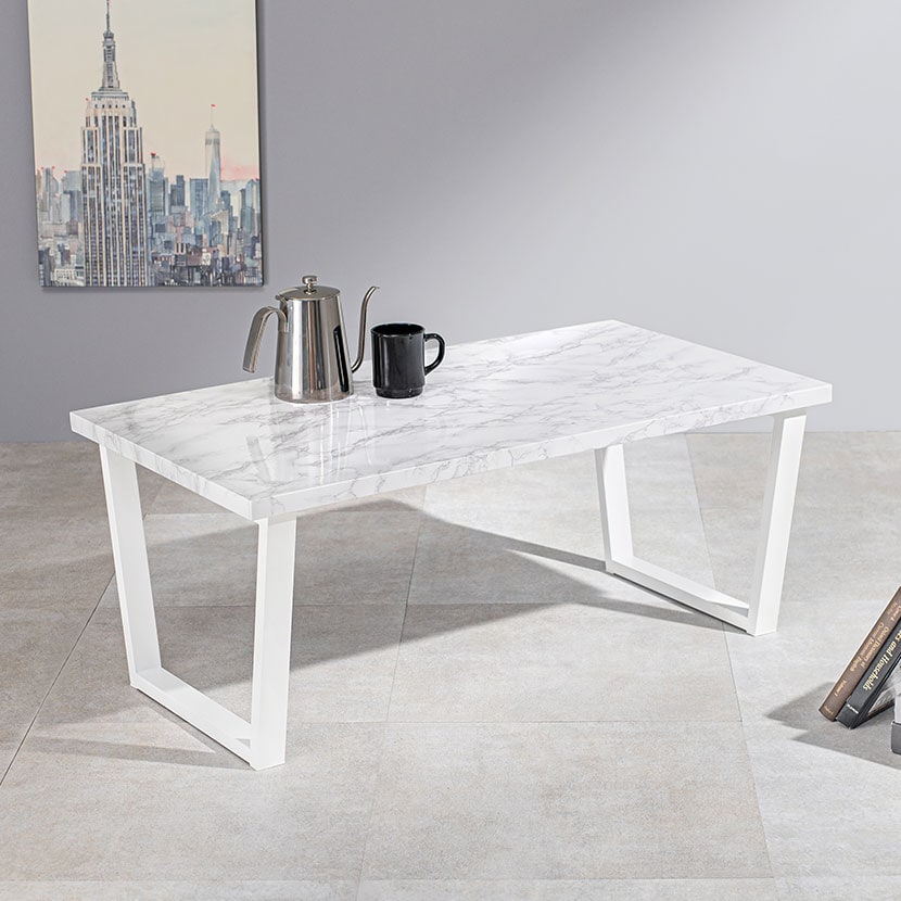 送料無料】 リビングテーブル 大理石調 セラミック柄 ロー