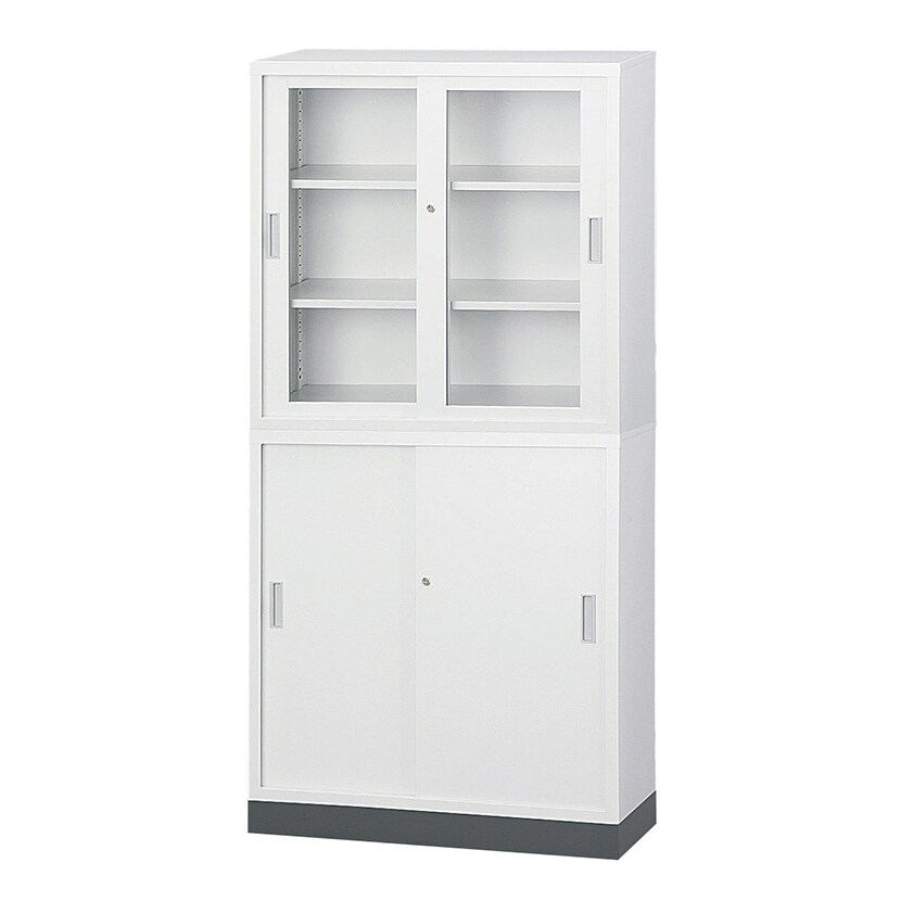 スチール書庫 幅880×奥行400×高さ880mm 国産 完成品 TS-33Sの通販 | オフィスコム TSシリーズ スチール引戸書庫(浅型) 鍵付き 引違い書庫浅型 ホワイトグレー 在庫限定品