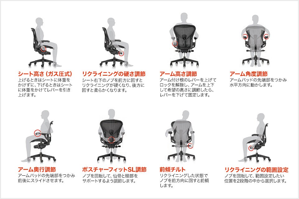 快適に座るためのジャストフィット調節機能