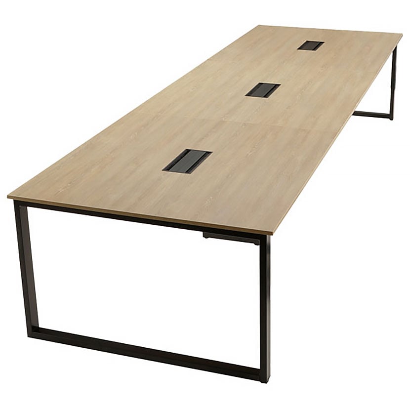 ABW 会議テーブル 3連セット フリーアドレス 選べる天板×選べるスチール脚 左右オープンケーブルホール付属 幅3600×奥行1200×高さ720mm