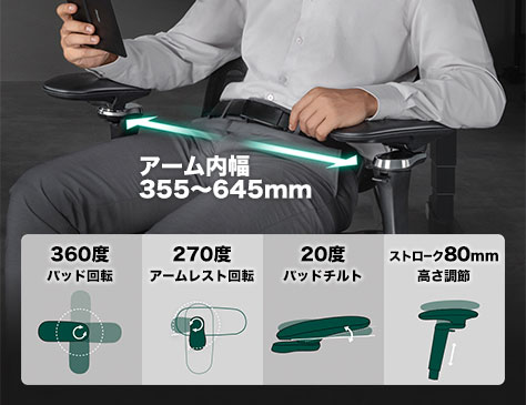 フレキシブル二軸アームレスト